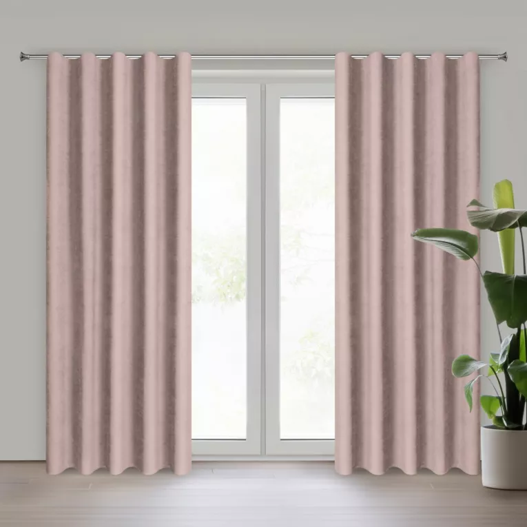 Zasłona różowa z tkaniny welurowej 70x220 cm szerokość po zmarszczeniu fala 1:1,5 Dora Eurofirany