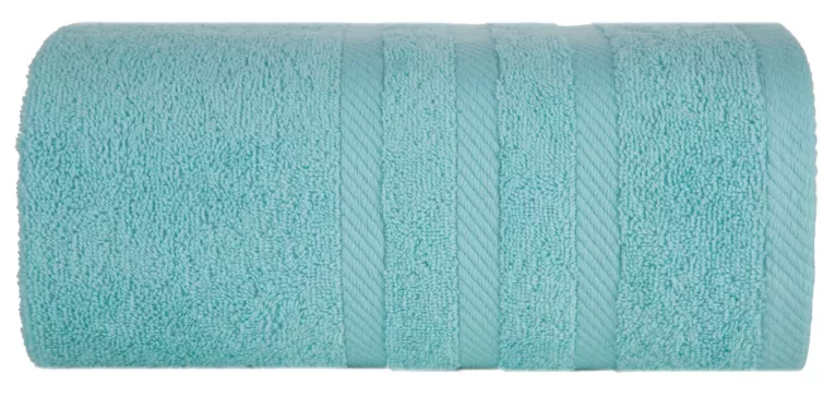 Ręcznik kąpielowy 100x150 cm bawełniany kolor jasnoniebieski z ozdobną bordiurą 500 g/m2 MILO Eurofirany