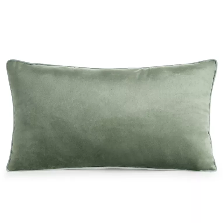 Poduszka 30 x 50 cm welwetowa oliwkowa z kontrastującą lamówką GAJA 3 Eurofirany