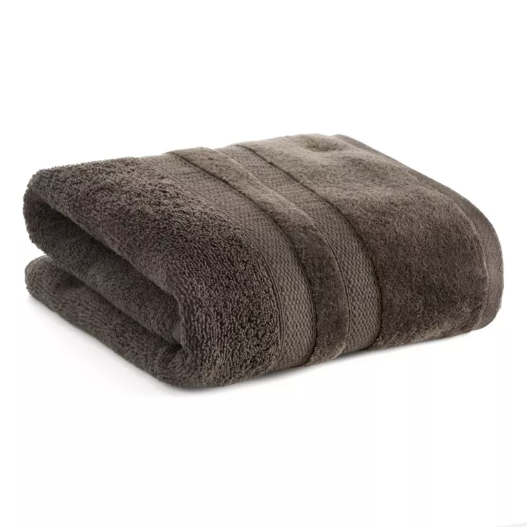 Ręcznik do rąk 30x50 cm bawełniany kolor brązowy z welwetową bordiurą w pasy 500 g/m2 PORTO Eurofirany