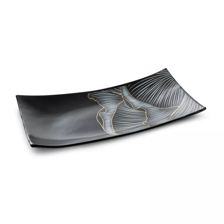 Patera ceramiczna PEONIA 1 czarna o kształcie prostokąta Limited Collection Eurofirany