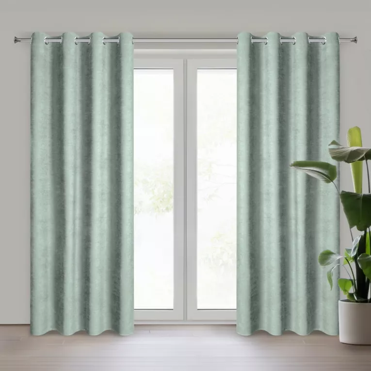 Zasłona miętowa z tkaniny welurowej 560x240 cm przelotka - Dora Eurofirany