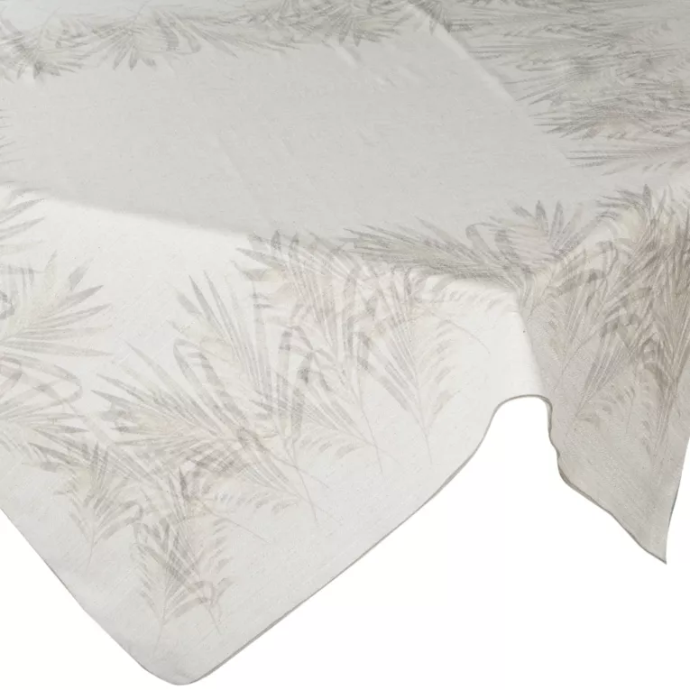 Bieżnik na stół beżowo, kremowy 85x85 cm INES z nadrukowanym motywem liści palmowych