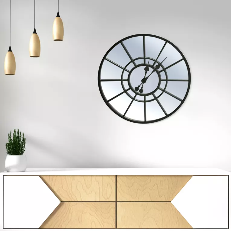 Dekoracyjny zegar ścienny w stylu vintage z metalu i szkła