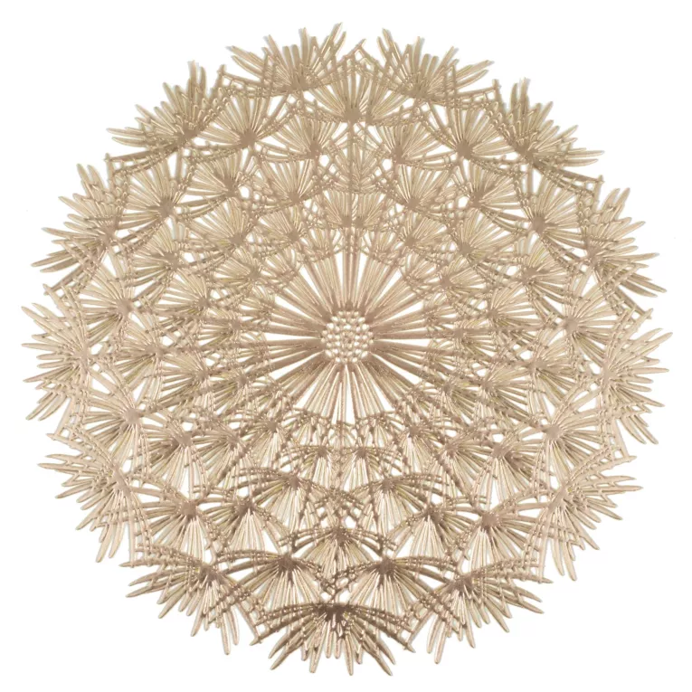 Podkładka okrągła na stół złota średnica 38 cm SUZI z ażurowym wzorem w formie dmuchawca