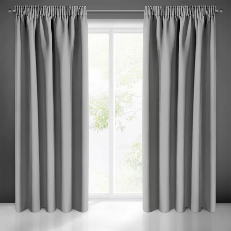 Zasłona szara z gładkiej matowej tkaniny zaciemniającej 135x270 cm taśma BLACKOUT Eurofirany