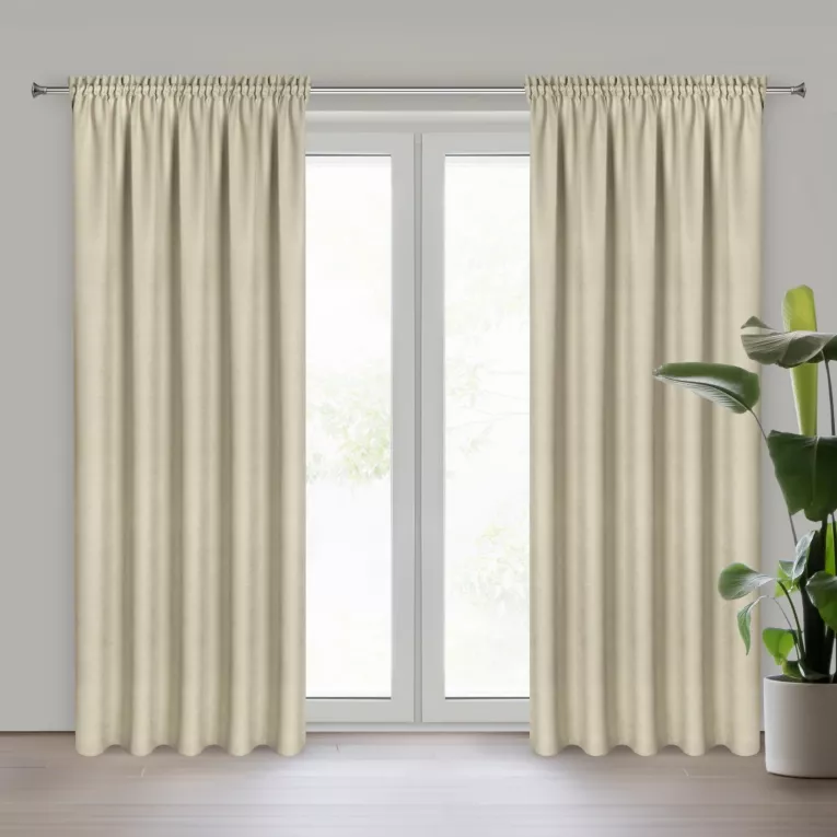 Zasłona jasnobeżowa z tkaniny welurowej 280x260 cm tunel Dora Eurofirany