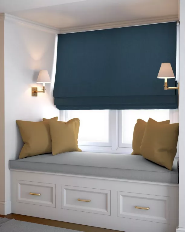 Roleta rzymska niebieska z miękkiej tkaniny z efektem melanżu