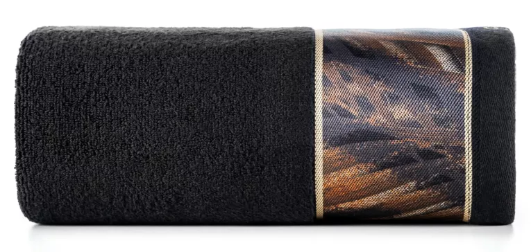 Ręcznik kąpielowy 50x90 cm bawełniany kolor czarny,beżowy z designerską bordiurą 500 g/m2 Eva Minge Eurofirany