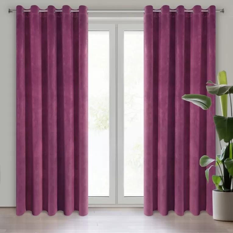 Zasłona fioletowa z ekskluzywnego matowego welwetu 140x250 cm przelotka VILLA Eurofirany