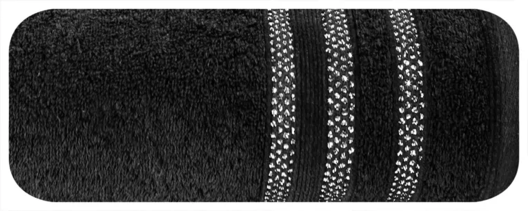 Ręcznik kąpielowy 70x140 cm bawełniany kolor czarny z bordiurą w błyszczące paski 500 g/m2 JUDY Eurofirany