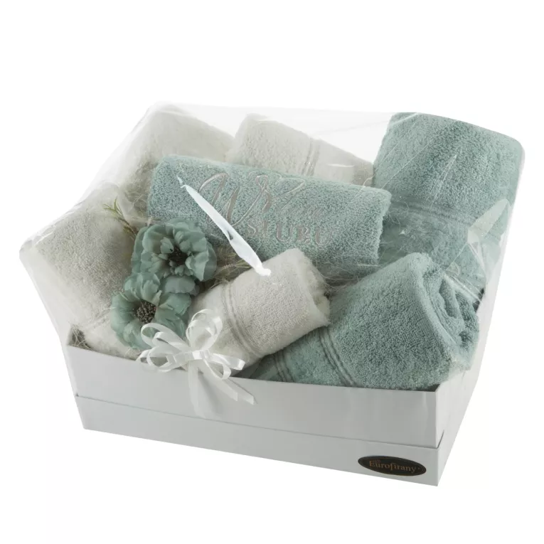 Zestaw prezentowy MIĘTOWA ELEGANCJA komplet 7 szt ręczników Eurofirany