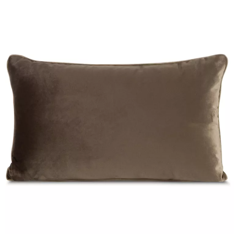Poduszka 30 x 50 cm welwetowa ciemnobrązowa z kontrastującą lamówką GAJA 3 Eurofirany