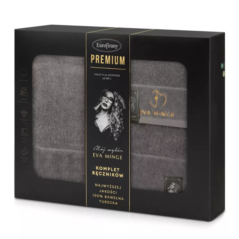 Zestaw ręczników bawełnianych 3 szt kolor szary 550 g/m2 GAJA Eva Minge Eurofirany