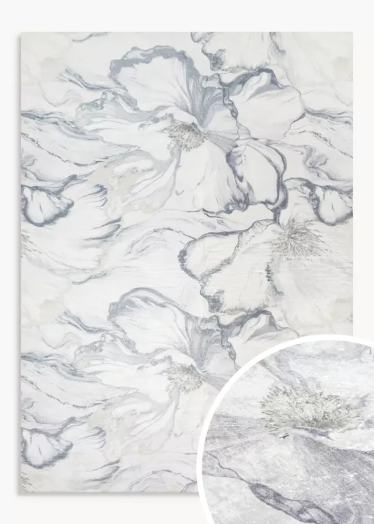 Dywan 50x80 cm szaro, kremowy z motywem kwiatów LOTUS 1 Eurofirany