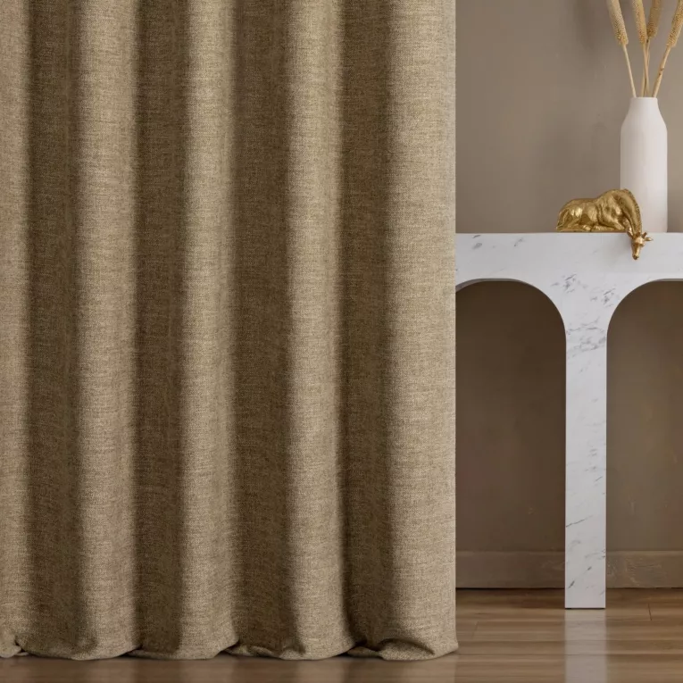 Zasłona szyta na taśmie fala miodowa tkanina o naturalnym charakterze z efektem melanżu