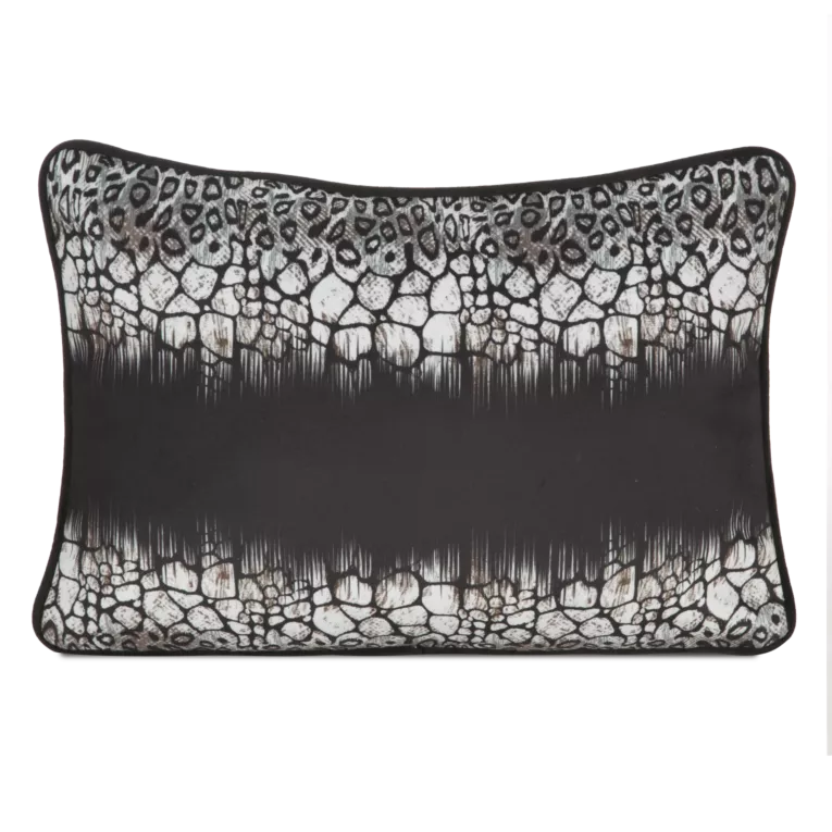 Poszewka 30x45 cm welwetowa czarno, biała zdobiona designerskim nadrukiem z kolekcji EVA 17 C Eva Minge Eurofirany