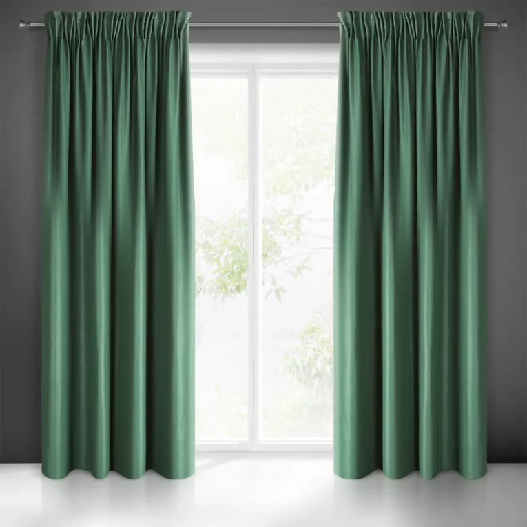 Zasłona zielona z tkaniny lureksowej 140x270 taśma AGGIE Eurofirany