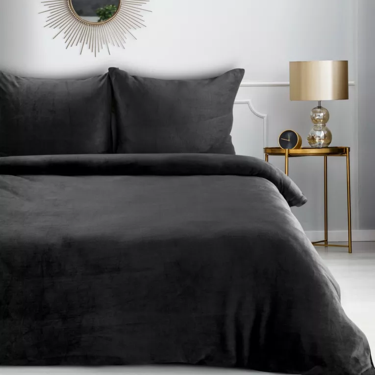 Pościel 140x200 cm gładka z polaru kolor czarny FLANO Eurofirany