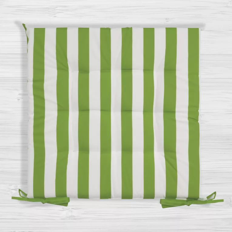 Poduszka na krzesło 40 x 40 x 5 cm wodoodporna jasnozielono, biała zdobiony subtelnymi pasami GARDEN Eurofirany