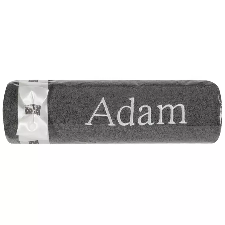STALOWY RĘCZNIK KĄPIELOWY Z HAFTOWANYM IMIENIEM ADAM 50x90 cm EUROFIRANY