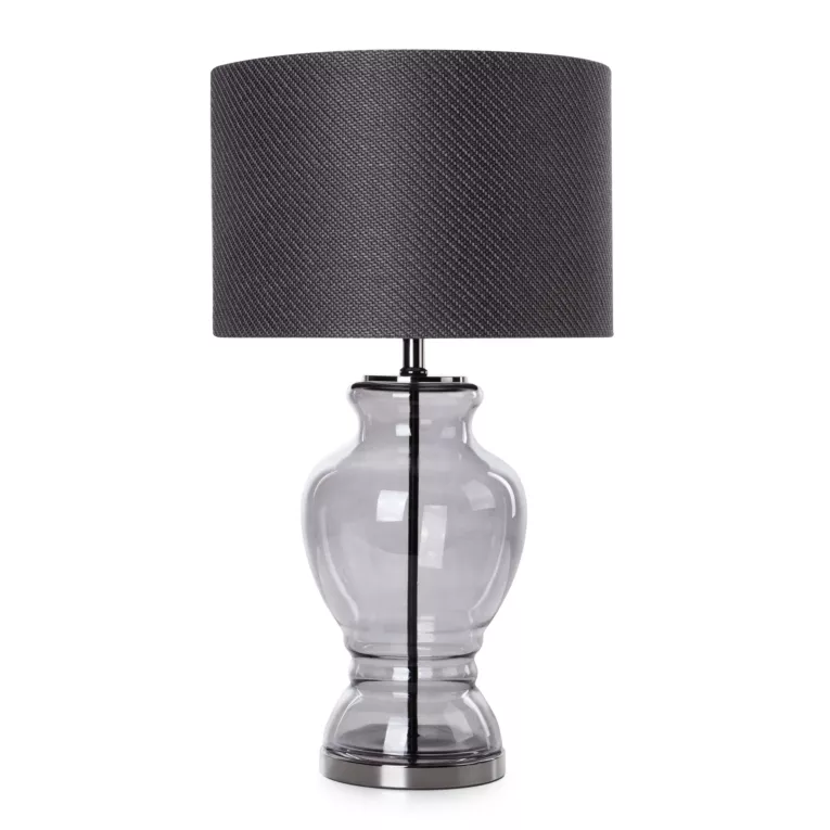 Lampa stołowa czarna MATEO z podstawą z dymionego szkła Eurofirany