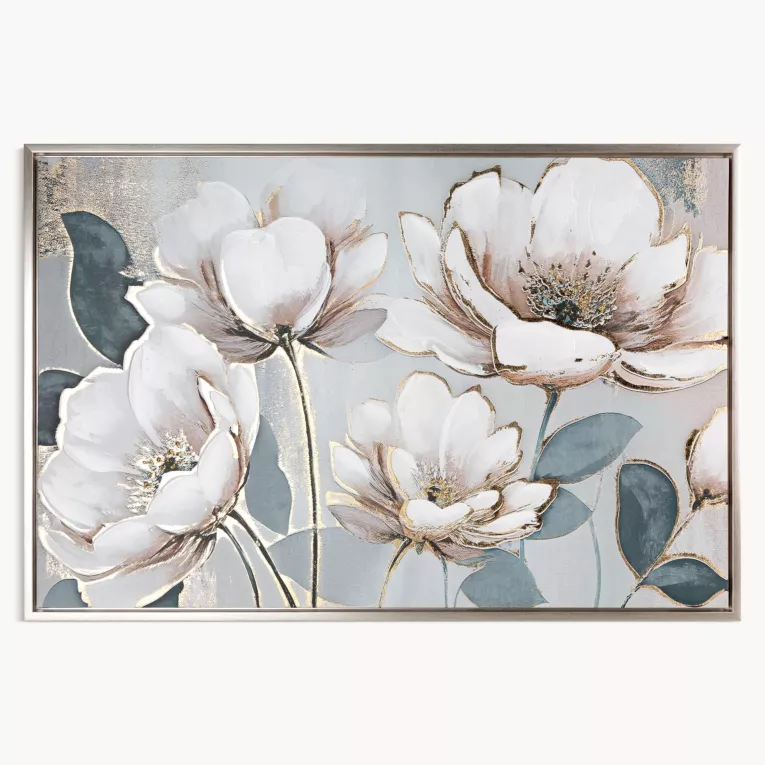 Obraz ręcznie malowany na płótnie  w subtelne kwiaty Eurofirany