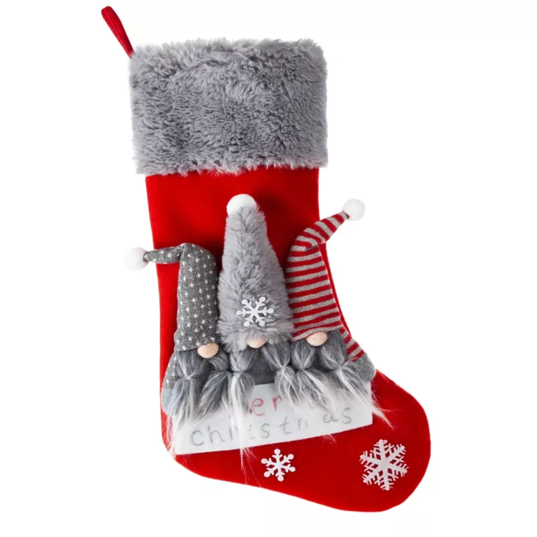 Skarpeta świąteczna dekoracyjna na kominek z 3D wzorem skrzatów 50 cm Eurofirany