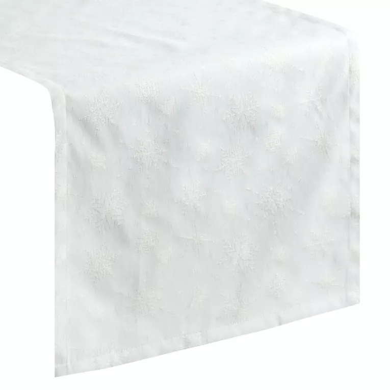 Bieżnik na stół krewmoy 40x180 cm z żakardowej tkaniny FLASH świąteczny z motywem jasnozłotych śnieżynek