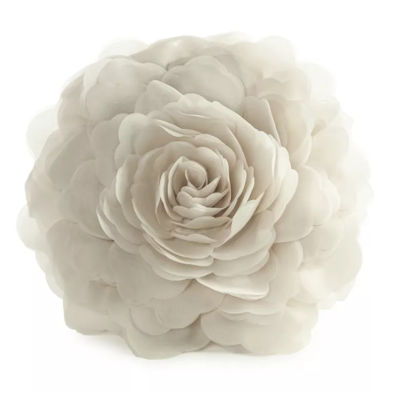 Okrągła poszewka o średnicy 40 cm kolor kremowy zdobiona kwiatem 3D FLORES 6 Eurofirany