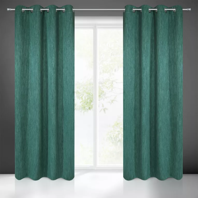Zasłona zielona zaciemniająca z efektem melanżu 140x250 cm przelotka ROSSIE Eurofirany