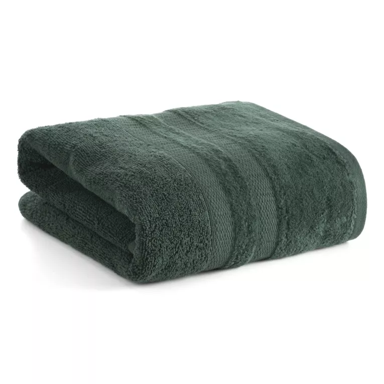 Ręcznik do rąk 30x50 cm bawełniany kolor ciemnozielony z welwetową bordiurą w pasy 500 g/m2 PORTO Eurofirany