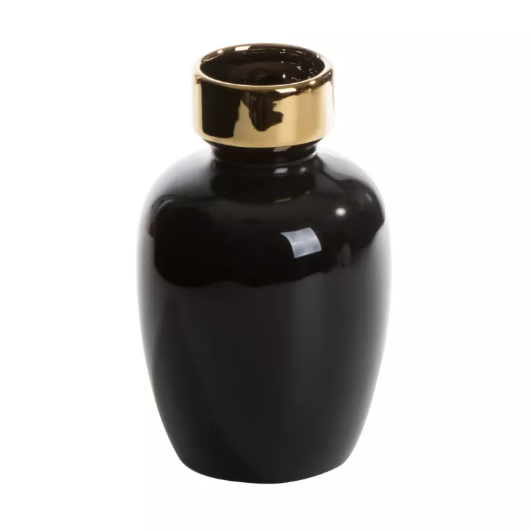 Wazon dekoracyjny  THEA 1 czarny ze złotą szyjką Eurofirany