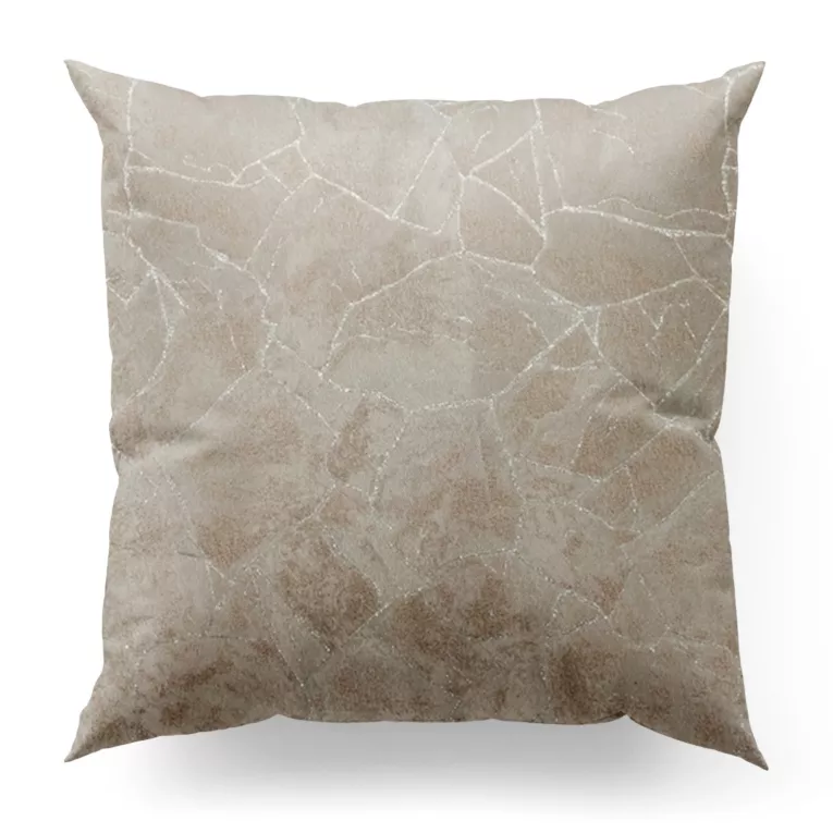 Poszewka szyta beżowa z tkaniny z wzorem przetykanym błyszczącą nicią