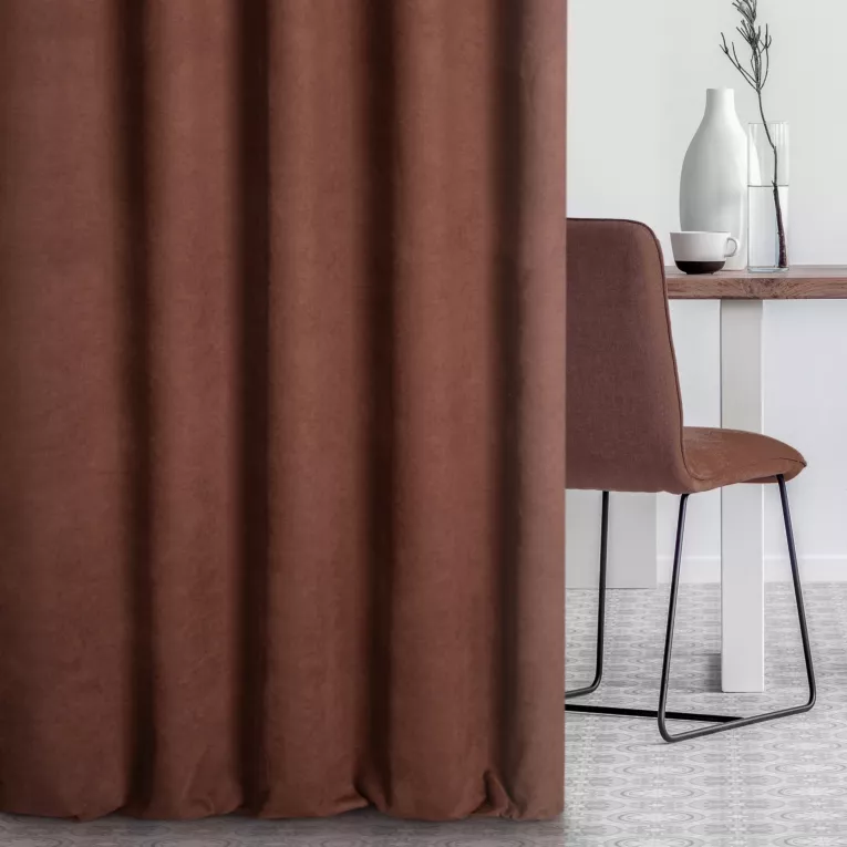Tkanina zasłonowa miękka gładka o zamszowym chwycie Eurofirany