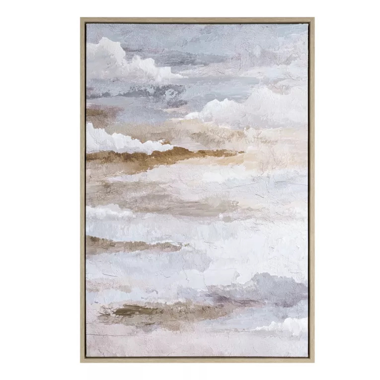 Obraz jasnoniebieski, brązowy abstrakcyjny nadruk na płótnie 60x90 cm Eurofirany