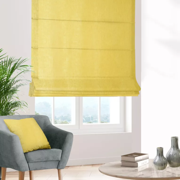 Roleta rzymska CANDY musztardowa z tkaniny z strukturalnym spolotem