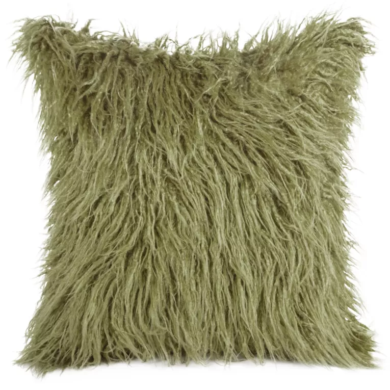 Poszewka na poduszkę 45x45 cm z futra oliwkowa ENYA Eurofirany