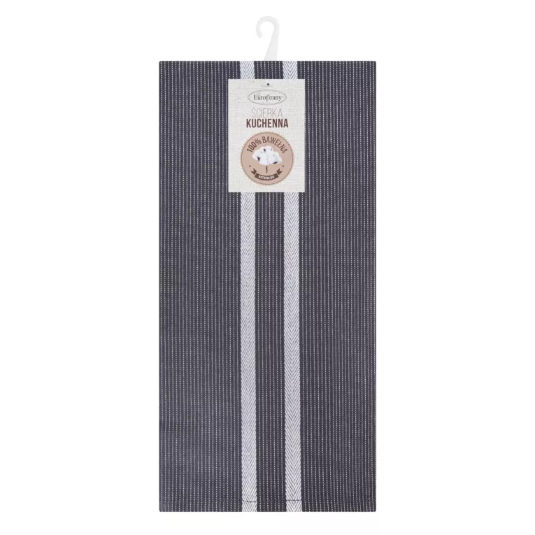 Ściereczka kuchenna 50x70 cm bawełniana kolor stalowy zdobiona pasami 200 g/m2 OLIVIA Eurofirany