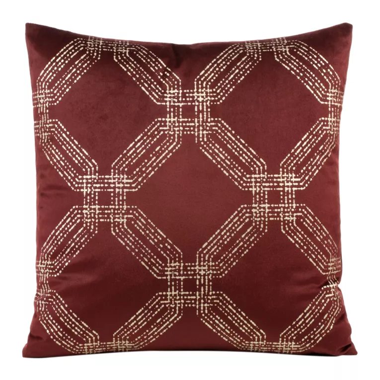 Poszewka na poduszkę 45x45 cm welwetowa z błyszczącym nadrukiem bordowa BLINK 30 Eurofirany