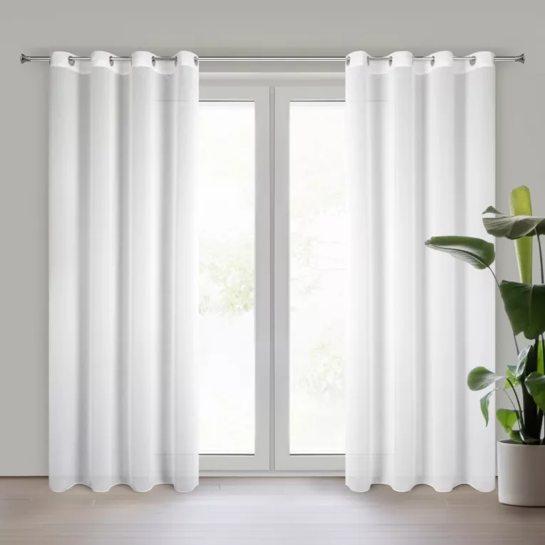 Firana biała z gładkiej matowej tkaniny 140x250 cm przelotka TIRSA Eurofirany