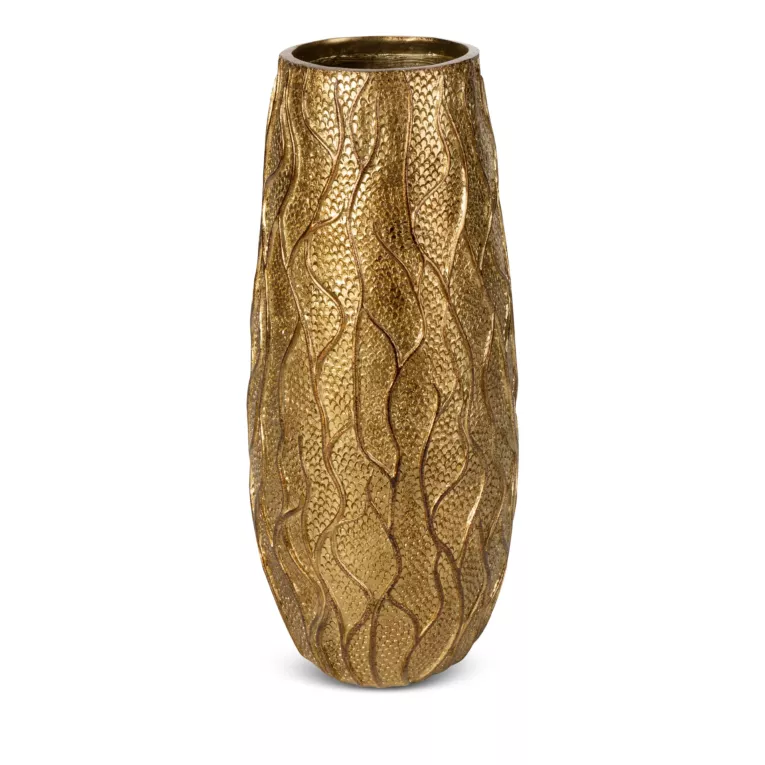 Wazon dekoracyjny złota KIARA ze żłobionym wzorem i kryształem Eurofirany