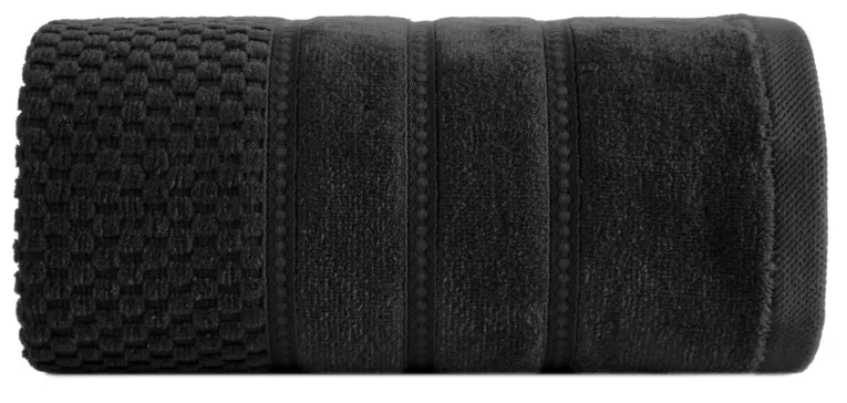 Ręcznik kąpielowy 70x140 cm bawełniany kolor czarny z ozdobną bordiurą w paseczki 500 g/m2 ADORE Eurofirany