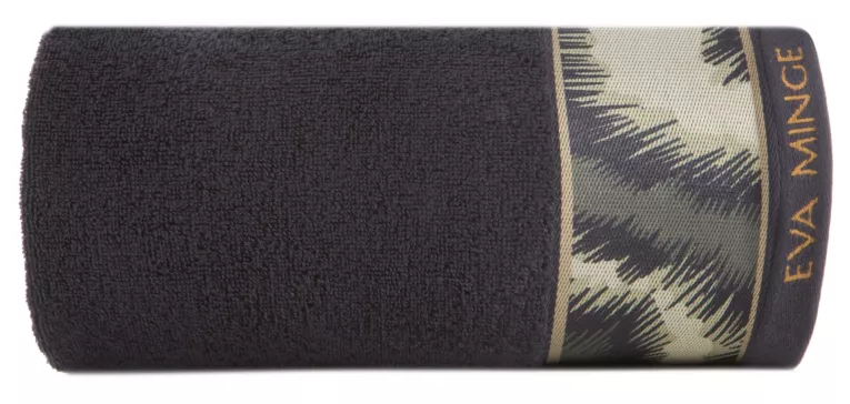Ręcznik kąpielowy 50X90 cm bawełniany kolor czarny,beżowy z designerską bordiurą 500 g/m2 EVA 24 Eva Minge Eurofirany