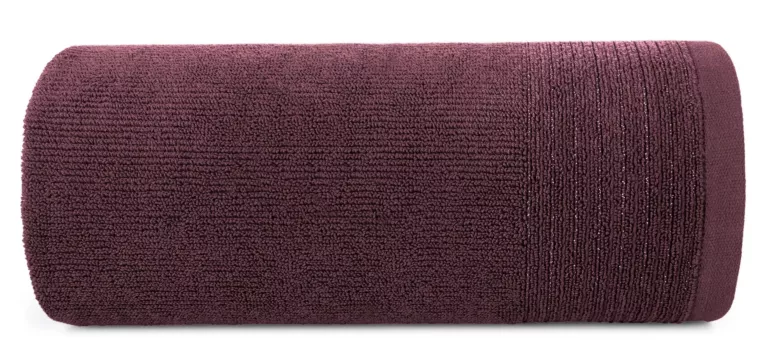 Ręcznik kąpielowy 50x90 cm bawełniany kolor burgundowy zdobiony błyszczącą bordiurą 500 g/m2 LARI Eurofirany
