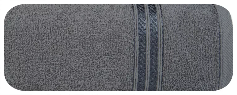Ręcznik kąpielowy 50x90 cm bawełniany kolor grafitowy z bordiurą w paski 450 g/m2 LORI Eurofirany