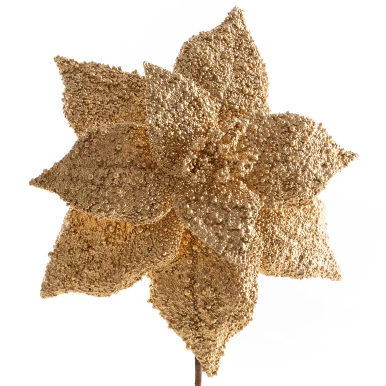 Kwiat dekoracyjny świąteczny złoty Eurofirany