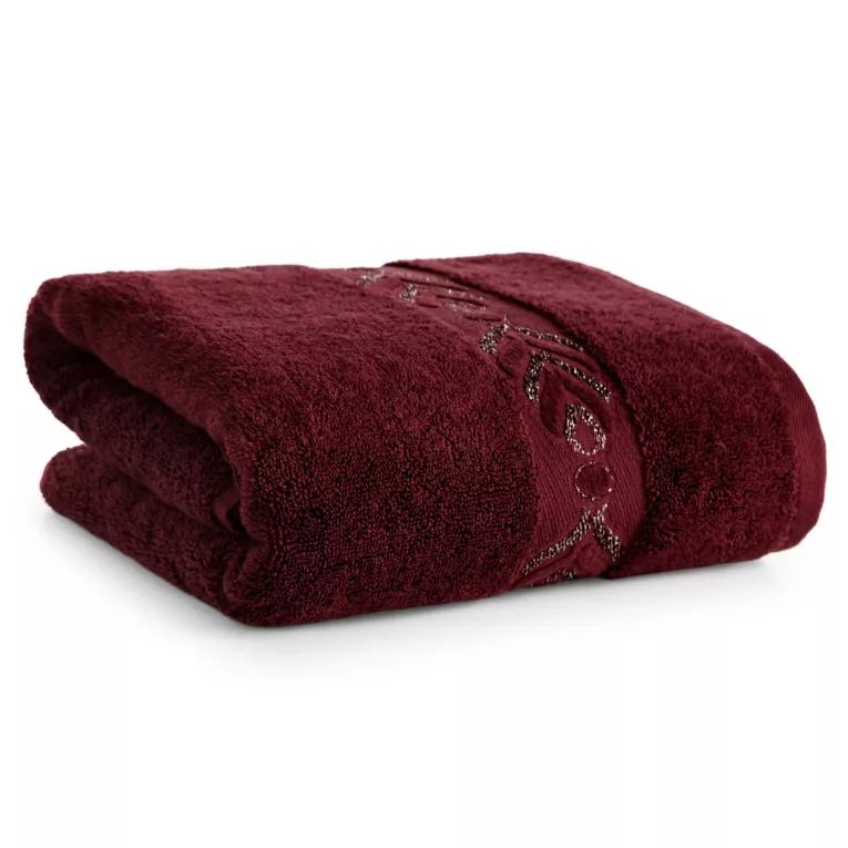 Ręcznik kąpielowy 70x140 cm bawełniany kolor bordowo, złoty zdobiony metaliczna nicią 500 g/m2 KALISTO Eurofirany