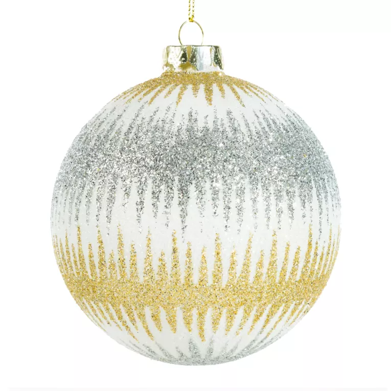 Klasyczna bombka choinkowa ręcznie zdobiona lśniącym wzorem Eurofirany