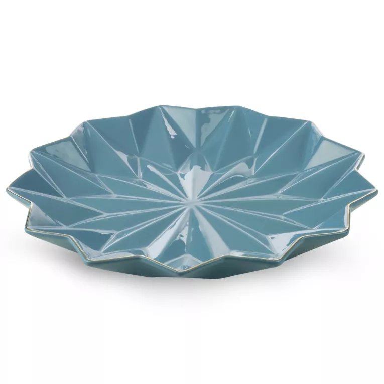 Patera dekoracyjna ALANI niebieska z geometrycznym wzorem Eurofirany